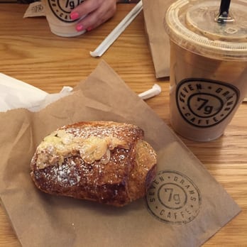 Seven Grams Caffe - Iced latte and the popular almond chocolate croissant - Coffee & Tea Near Me - New York, New York Seven Grams Caffe - Iced latte and the popular almond chocolate croissant - Coffee & Tea Near Me - New York, New York