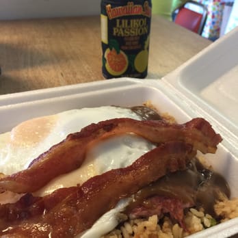 Joe's Grill Express - Joe Moco Special: over easy egg, corn beef hash and gravy with bacon over fried rice. So good!! - American Near Me - Honolulu, Hawaii Joe's Grill Express - Joe Moco Special: over easy egg, corn beef hash and gravy with bacon over fried rice. So good!! - American Near Me - Honolulu, Hawaii