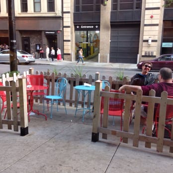 Firecakes Donuts - Seating outside (the only seating available at this place!) - Bakeries Near Me - Chicago, Illinois