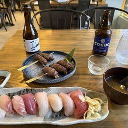 Omakase sushi and Beef Enoki Omakase sushi and Beef Enoki