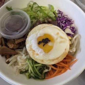 Moojigae Korean Grill - Bibimbap $18.50 plus $1 purple rice-- small but pretty - Korean Near Me - Honolulu, Hawaii Moojigae Korean Grill - Bibimbap $18.50 plus $1 purple rice-- small but pretty - Korean Near Me - Honolulu, Hawaii