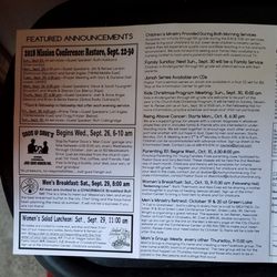 City Church - Activities for September 25-30, 2018