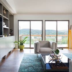 Cub coffee table, Bank lounge chair. Interior Design by J.Fisher Interiors