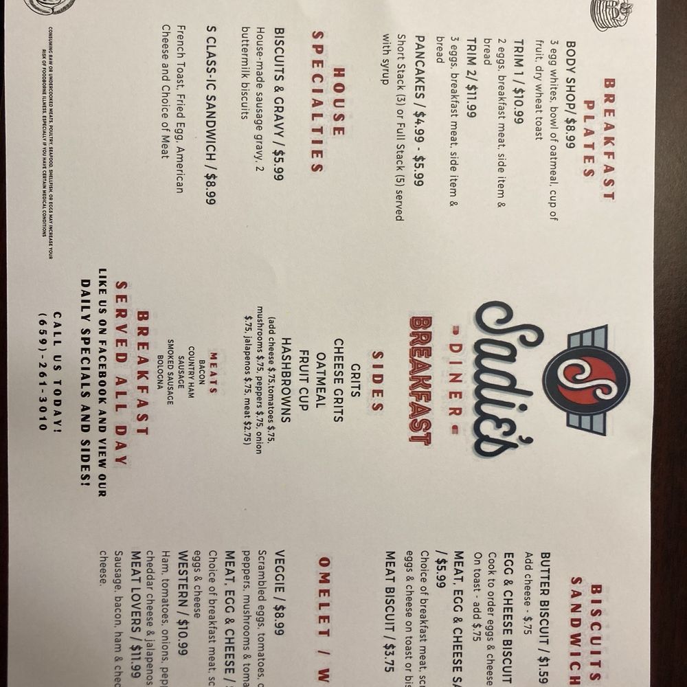 Sadie’s Diner - Menu - Bakeries Near Me - Vance, Alabama Sadie’s Diner - Menu - Bakeries Near Me - Vance, Alabama