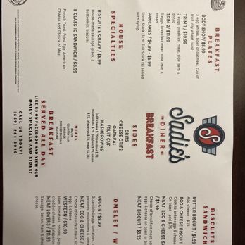 Sadie’s Diner - Menu - Bakeries Near Me - Vance, Alabama