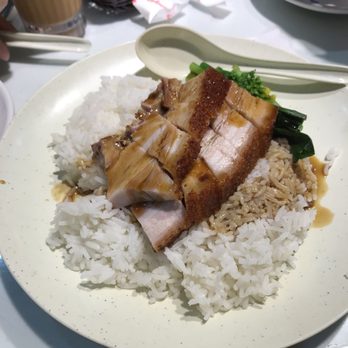 明棧燒味餐廳 - Roast pork with white rice and mustard greens - Hong Kong Style Cafe Near Me - Hong Kong, HK