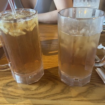 Chili's - 7'22 - the 1st glass of water down tea (right) replaced with a little less watered down tea (left). - American Near Me - Goodyear, Arizona