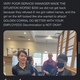 Clearly it's not the first time this has happened with the same PERSON (lady on the right) who refused to give us service & stole our money Clearly it's not the first time this has happened with the same PERSON (lady on the right) who refused to give us service & stole our money