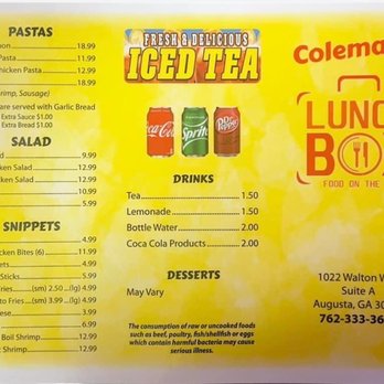Colemans Lunchbox - Menu - Food Delivery Services Near Me - Augusta, Georgia