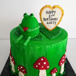 This was a custom cake modeled after the viral frog cake sensation. It was perfect, tasty, and reasonably priced. This was a custom cake modeled after the viral frog cake sensation. It was perfect, tasty, and reasonably priced.