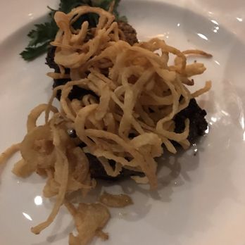 Grill 225 - 7 ounce filet with onion strings. - Steakhouses Near Me - Charleston, South Carolina Grill 225 - 7 ounce filet with onion strings. - Steakhouses Near Me - Charleston, South Carolina