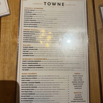 Towne Grill - Menu - New American Near Me - Fort Worth, Texas