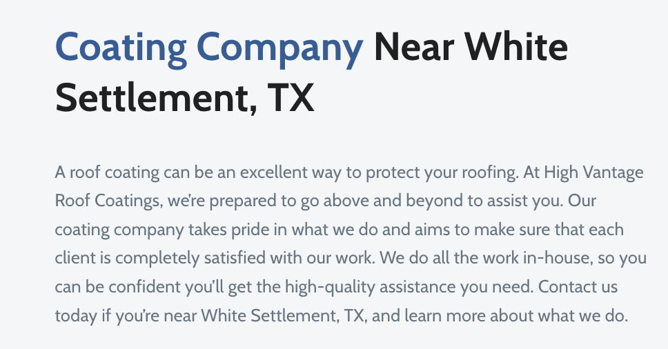 Slide of High Vantage Roof Coatings