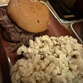 Nickel's Pit BBQ - Corning - Pulled pork sandwich and Mac salad. - Barbeque Near Me - Corning, New York
