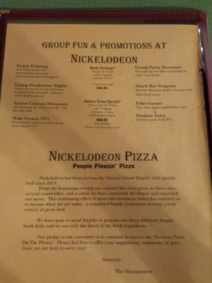 Menu photo 1 Nickelodeon Pizza Colton, CA Menu photo 1 Nickelodeon Pizza Colton, CA