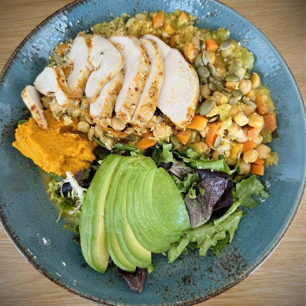The Source Cafe - Lentils with chicken - Juice Bars & Smoothies Near Me - Hermosa Beach, California The Source Cafe - Lentils with chicken - Juice Bars & Smoothies Near Me - Hermosa Beach, California