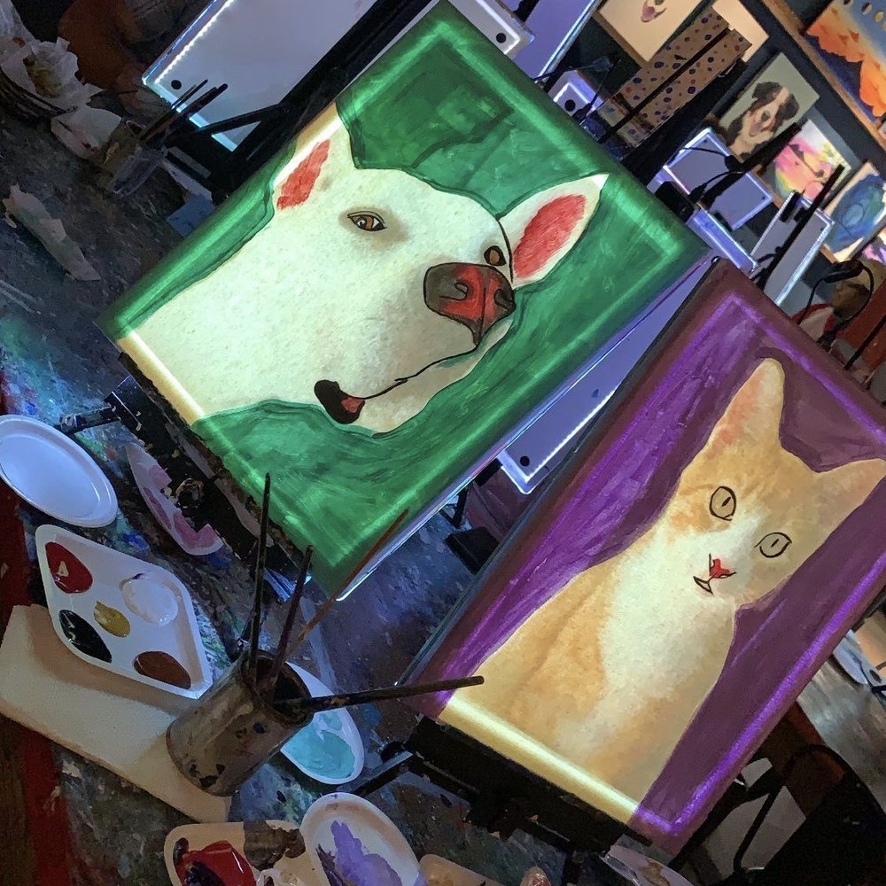 Muse Paintbar - beginning stages of painting - Paint & Sip Near Me - Arlington, Virginia