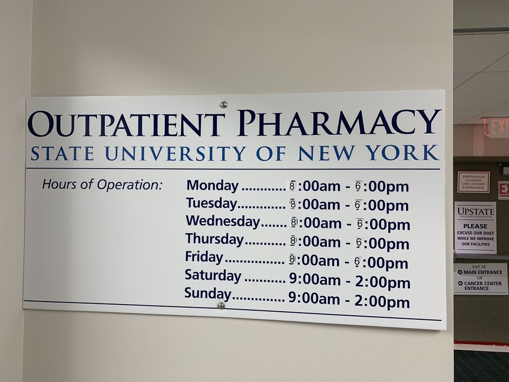 UPSTATE UNIVERSITY HOSPITAL PHARMACY Updated October 2024 750 E Adams St, Syracuse, New York