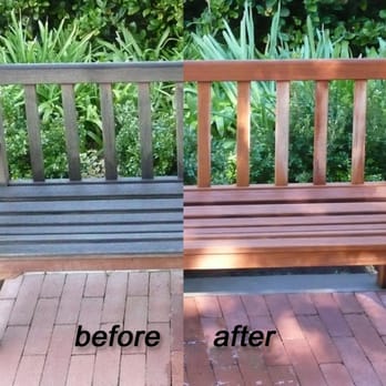 Tony Addy's Building Services - Bench which has been cleaned and sealed restoring the natural luster of the wood. - Office Cleaning Near Me - San Mateo, California Tony Addy's Building Services - Bench which has been cleaned and sealed restoring the natural luster of the wood. - Office Cleaning Near Me - San Mateo, California
