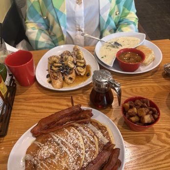 Ruby Sunshine Ballantyne - Cinnamon Swirl Pancakes, Shrimp and Grits, Breakfast Potatoes, Bacon, Bananas Foster French Toast - Breakfast & Brunch Near Me - Charlotte, North Carolina Ruby Sunshine Ballantyne - Cinnamon Swirl Pancakes, Shrimp and Grits, Breakfast Potatoes, Bacon, Bananas Foster French Toast - Breakfast & Brunch Near Me - Charlotte, North Carolina