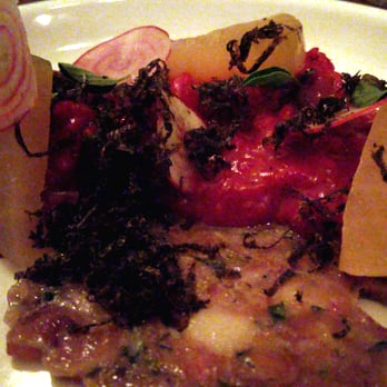 Lucia - Beet Risotto, Black Truffle Head Cheese - Italian Near Me - Dallas, Texas Lucia - Beet Risotto, Black Truffle Head Cheese - Italian Near Me - Dallas, Texas