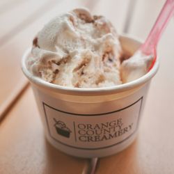 Orange County Creamery - Chocolate Hazelnut Swirl. It has these crunchy little wafer bits that add textural contrast to this creamy ice cream.
