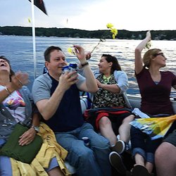 Geneva Cruises - Traditional Flower Toss at Sunset. I hope all there wishes came true!