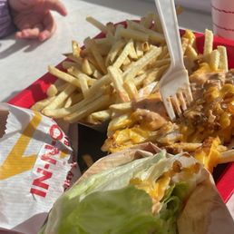 Animal fries protein style burger