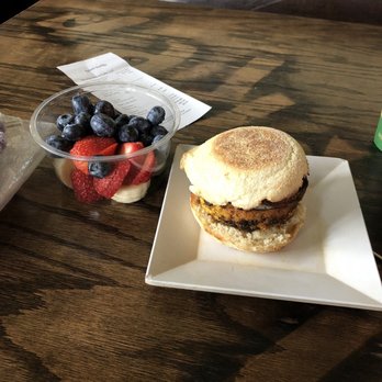 Strong Hearts Cafe - "Egg Trick Muffin with side of fruit - Sandwiches Near Me - Syracuse, New York