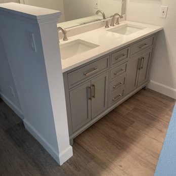 J’s Handyman Services - As you can see I had to demo & rebuild pony wall for Vanity to fit. - Handyman Near Me J’s Handyman Services - As you can see I had to demo & rebuild pony wall for Vanity to fit. - Handyman Near Me