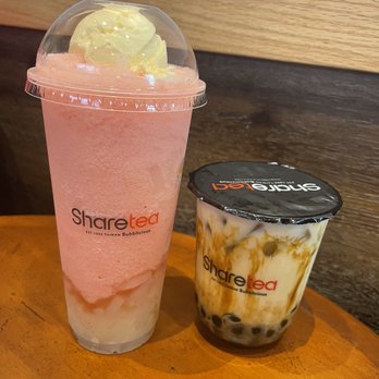 Sharetea - Strawberry Ice Blended with Ice Cream on Top and Tiger Milk Boba Tea - Bubble Tea Near Me - Las Vegas, Nevada Sharetea - Strawberry Ice Blended with Ice Cream on Top and Tiger Milk Boba Tea - Bubble Tea Near Me - Las Vegas, Nevada