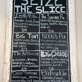 Seize The Slice - a menu on a chalkboard - Pizza Near Me - Eugene, Oregon