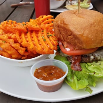 Big Orange | West Little Rock - Petit Jean Bacon & Avocado burger with Sweet Potato fries with Mango-Kurry sauce. - Burgers Near Me - Little Rock, Arkansas Big Orange | West Little Rock - Petit Jean Bacon & Avocado burger with Sweet Potato fries with Mango-Kurry sauce. - Burgers Near Me - Little Rock, Arkansas