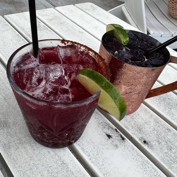 Granite House Lounge - BlackBerry margarita and a blueberry pomegranate mule - Southern Near Me - Fredericksburg, Texas Granite House Lounge - BlackBerry margarita and a blueberry pomegranate mule - Southern Near Me - Fredericksburg, Texas