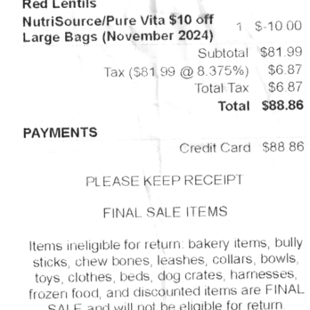 Bogart's Bone Appetit - Receipt stored, in Bogart's database, that was not printed on the day we purchased. We tried returning mostly-full bag for an exchange. - Pet Stores Near Me - Las Vegas, Nevada Bogart's Bone Appetit - Receipt stored, in Bogart's database, that was not printed on the day we purchased. We tried returning mostly-full bag for an exchange. - Pet Stores Near Me - Las Vegas, Nevada