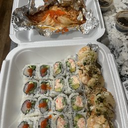 Spicy Yellowtail, Volcano (stuff in foil is for the top of the roll), Mt. Juliet Spicy Yellowtail, Volcano (stuff in foil is for the top of the roll), Mt. Juliet