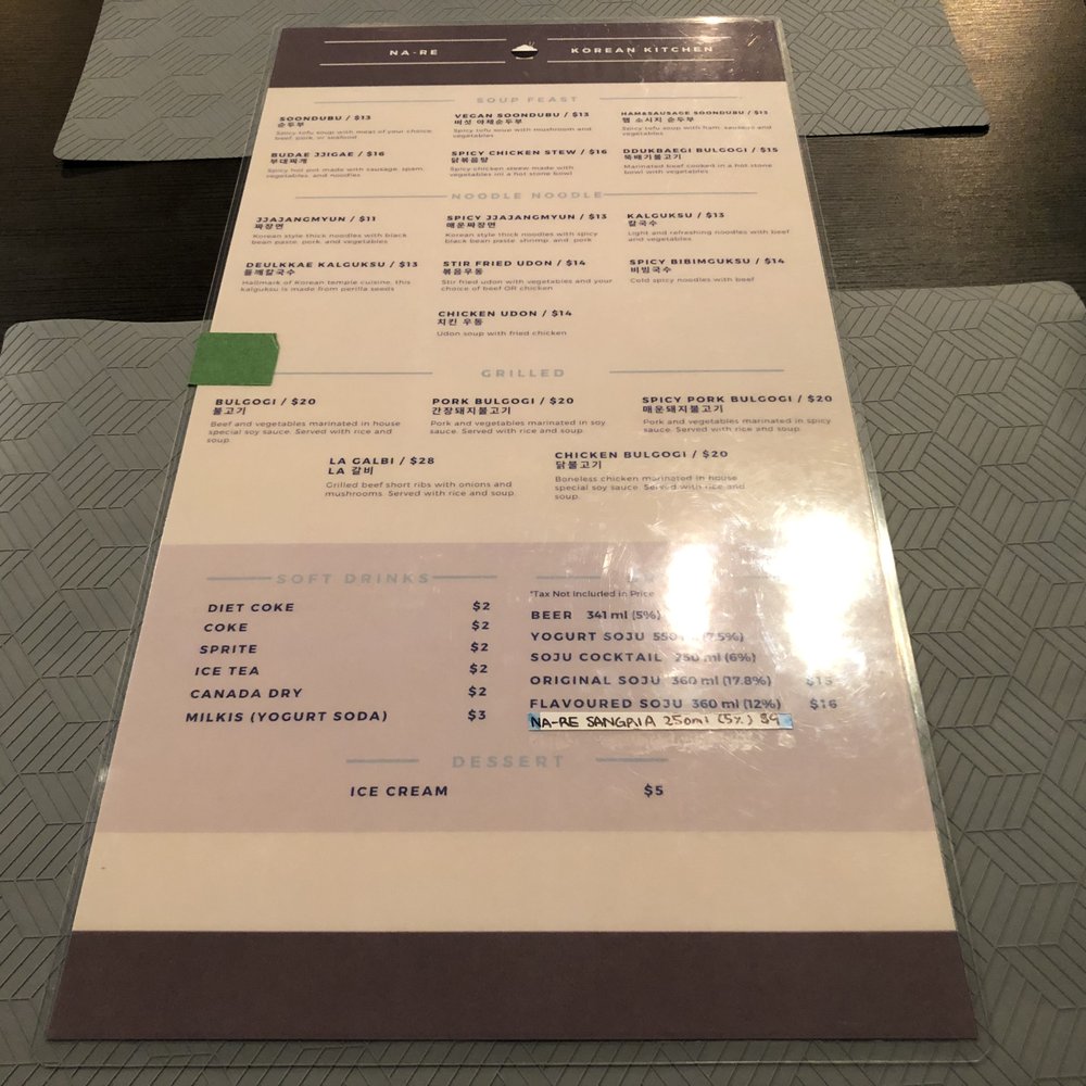Na-Re Korean Kitchen - Back of menu~ (October 2020) - Korean Near Me - Burnaby, British Columbia Na-Re Korean Kitchen - Back of menu~ (October 2020) - Korean Near Me - Burnaby, British Columbia