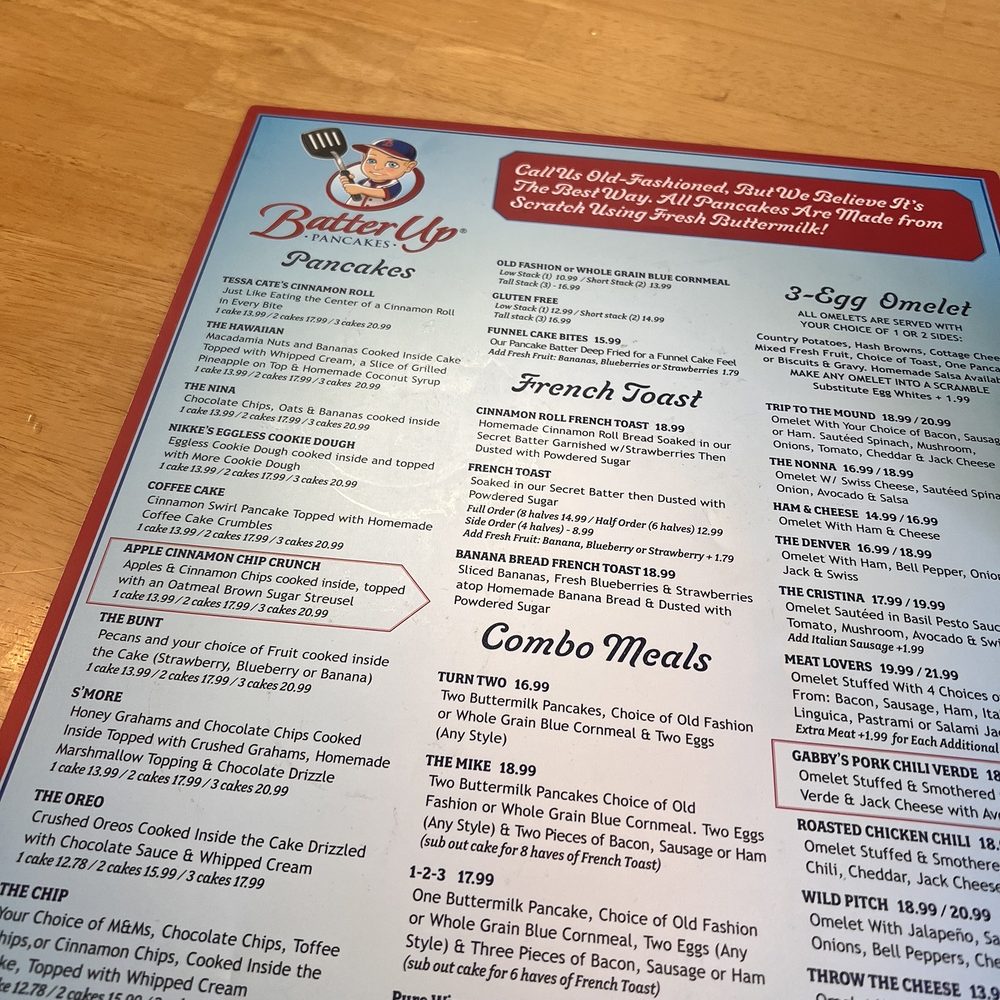 Batter Up Pancakes - Menu - Pancakes Near Me - Clovis, California
