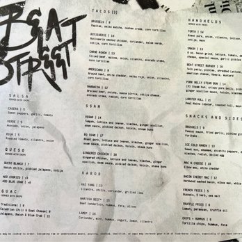 Beat Street - Menu 1/12/23 - Mexican Near Me - Wilmington, North Carolina