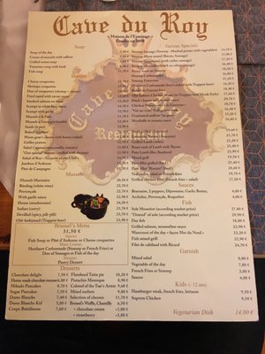 Menu photo 1 Cave du Roy Brussels, BRU Menu photo 1 Cave du Roy Brussels, BRU