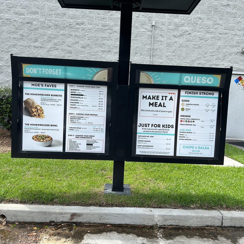 Tesla Supercharger - Drive-thru menu for Moe's. - EV Charging Stations Near Me - Valdosta, Georgia Tesla Supercharger - Drive-thru menu for Moe's. - EV Charging Stations Near Me - Valdosta, Georgia