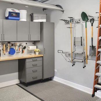 Affordable Custom Closets & Garages - Grey custom garage cabinet system - Home Organization Near Me Affordable Custom Closets & Garages - Grey custom garage cabinet system - Home Organization Near Me