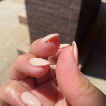 I Love Nails - Cut with the nail file. Also, see how crooked that nail finger is. - Nail Salons Near Me - Corona, California