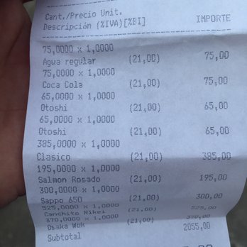 Osaka - This was our lunch bill for two guests.  A rip off! - Japanese Near Me - Buenos Aires, C