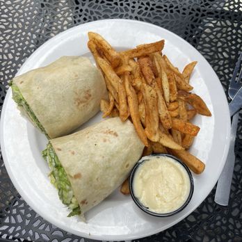 The Virginian Restaurant - Chicken Caesar Wrap with fries - American Near Me - Charlottesville, Virginia The Virginian Restaurant - Chicken Caesar Wrap with fries - American Near Me - Charlottesville, Virginia