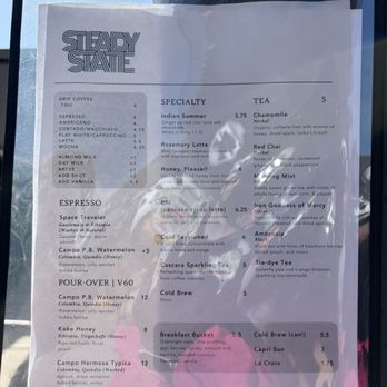 Steady State Roasting - Menu 11/2024 - Coffee Roasteries Near Me - Carlsbad, California Steady State Roasting - Menu 11/2024 - Coffee Roasteries Near Me - Carlsbad, California