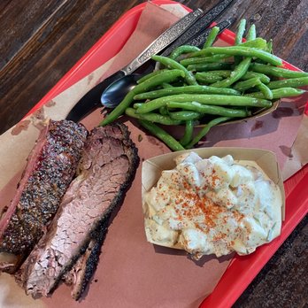 Terry Black's Barbecue - potato salad, green beans, brisket, pork ribs - Barbeque Near Me - Austin, Texas Terry Black's Barbecue - potato salad, green beans, brisket, pork ribs - Barbeque Near Me - Austin, Texas