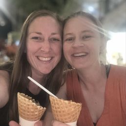 Enjoying some ice cream. Enjoying some ice cream.