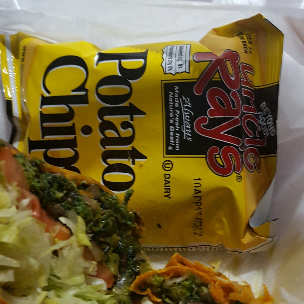 Sundried tomato veggie wrap. Comes with chips and pickle.