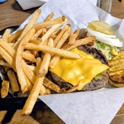 Green chile cheeseburger - lots of mesquite smoke and good chile bite